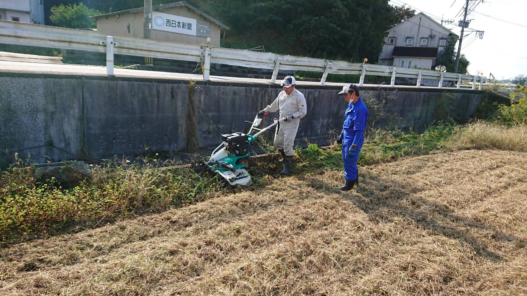 田んぼの畔草刈り